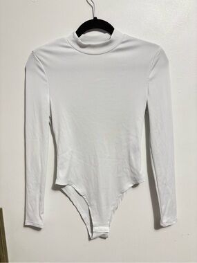 White Long-Sleeve Turtleneck Bodysuit - Classic Women's Top